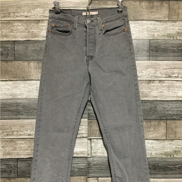 Levi’s Wedgie Straight Jeans Women’s 27 Gray Button Fly Stretch (Inseam 26) - Picture 5 of 10